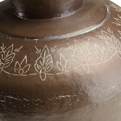 Grand vase oriental couleur cuivre foncé patiné motifs dorés H85,5 cm NADOR