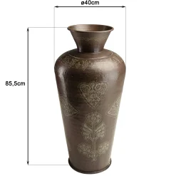 Grand vase oriental couleur cuivre foncé patiné motifs dorés H85,5 cm NADOR
