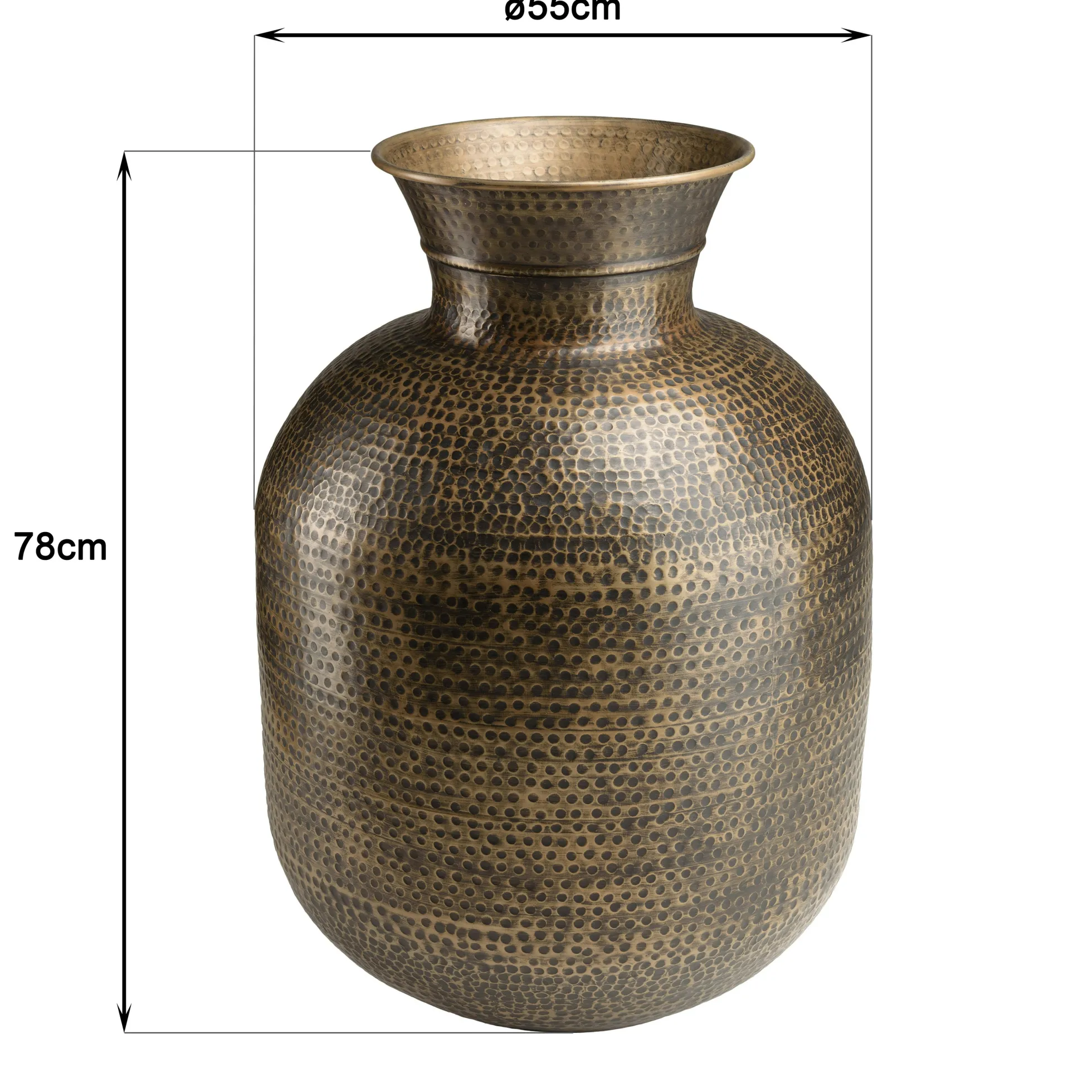Grand vase rond couleur laiton/noir effet antique H78 cm NADOR