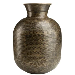Grand vase rond couleur laiton/noir effet antique H78 cm NADOR