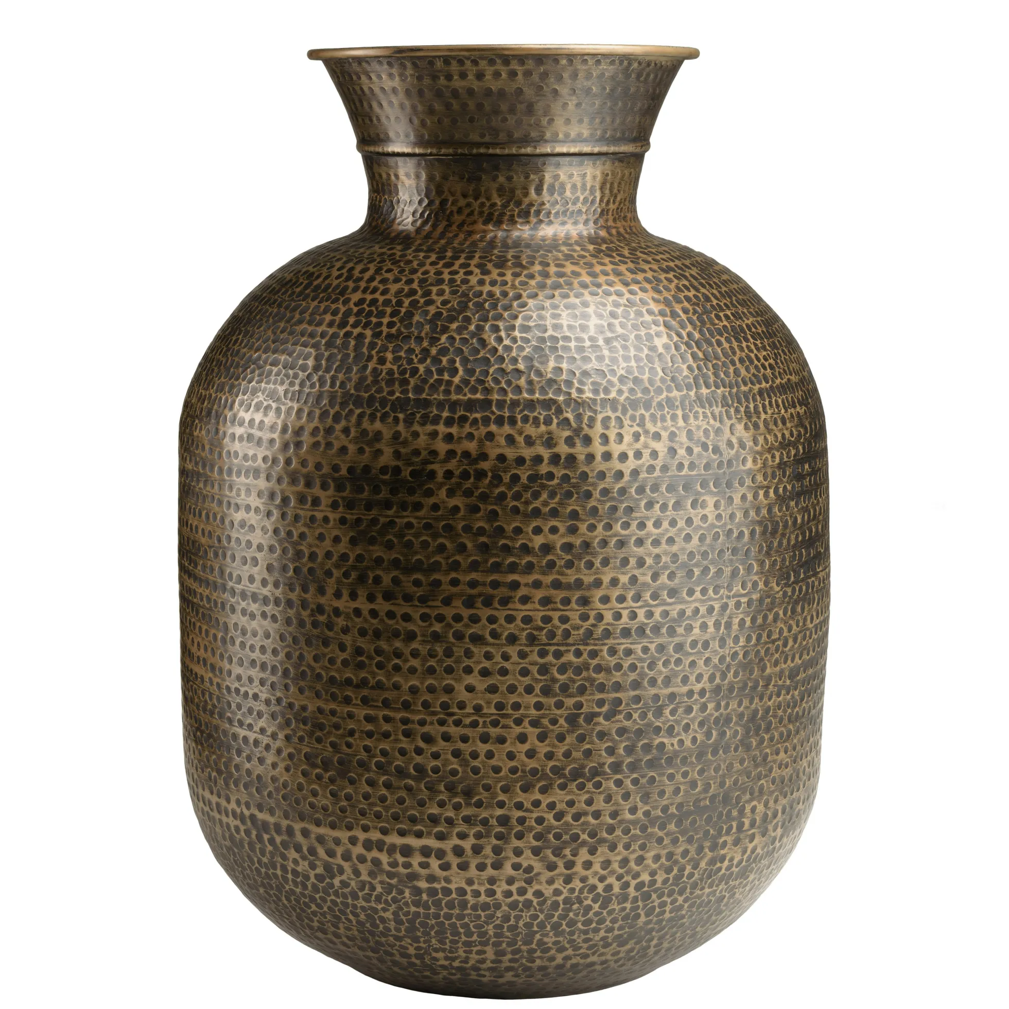 Grand vase rond couleur laiton/noir effet antique H78 cm NADOR