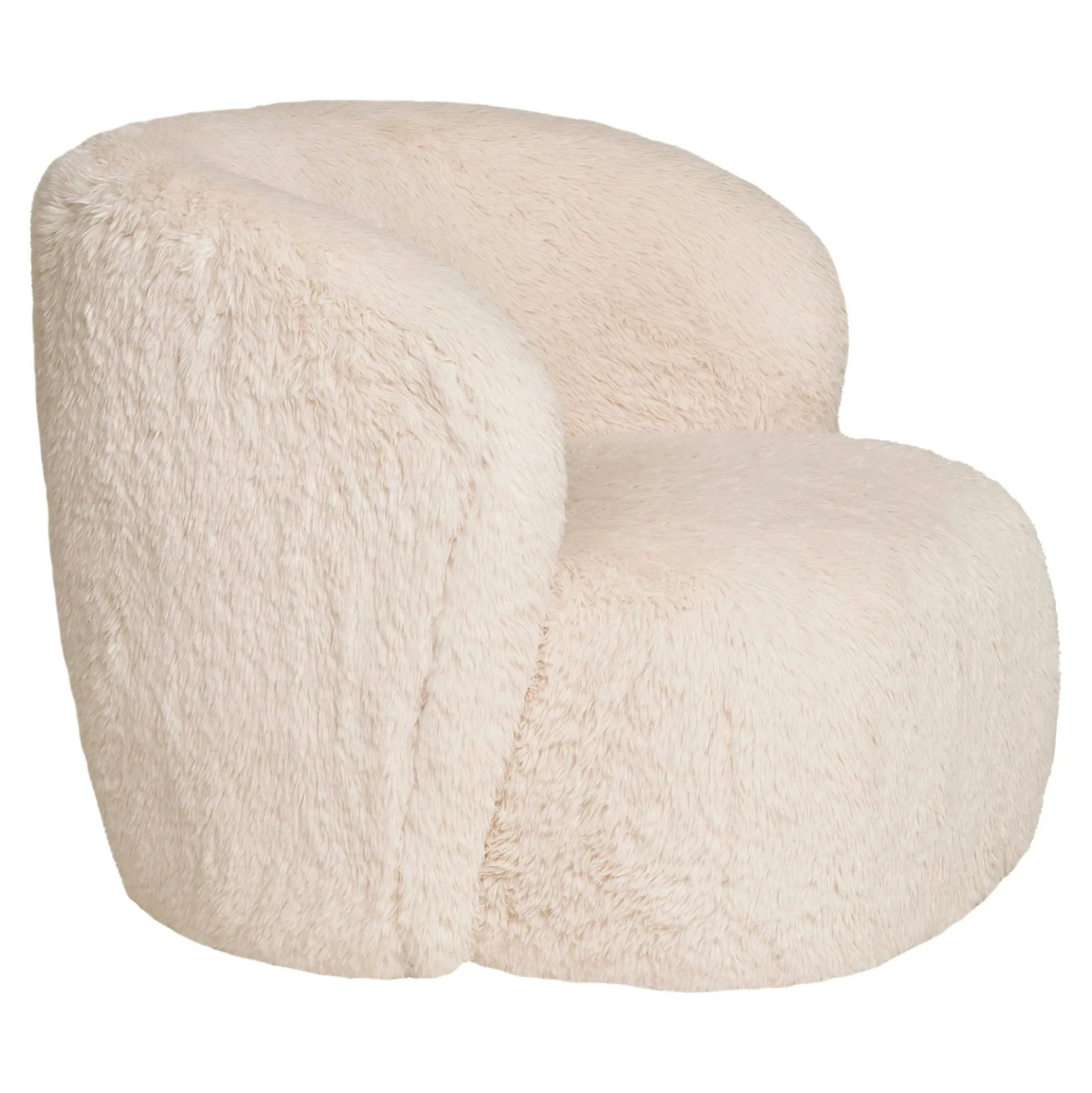 Gros fauteuil en fausse fourrure, couleur blanc cassé BERLIN
