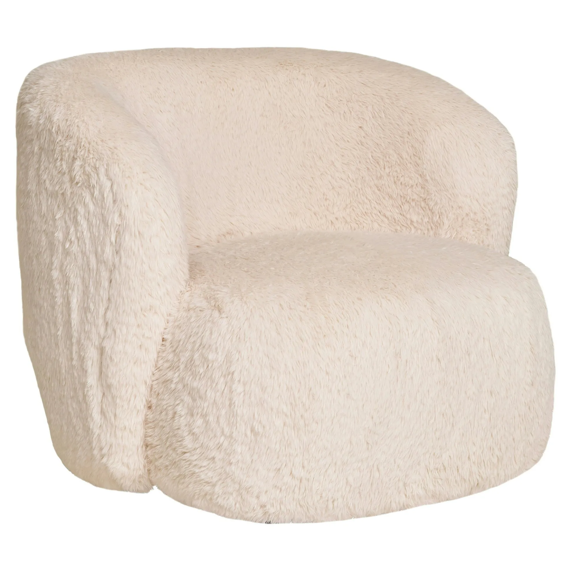 Gros fauteuil en fausse fourrure, couleur blanc cassé BERLIN