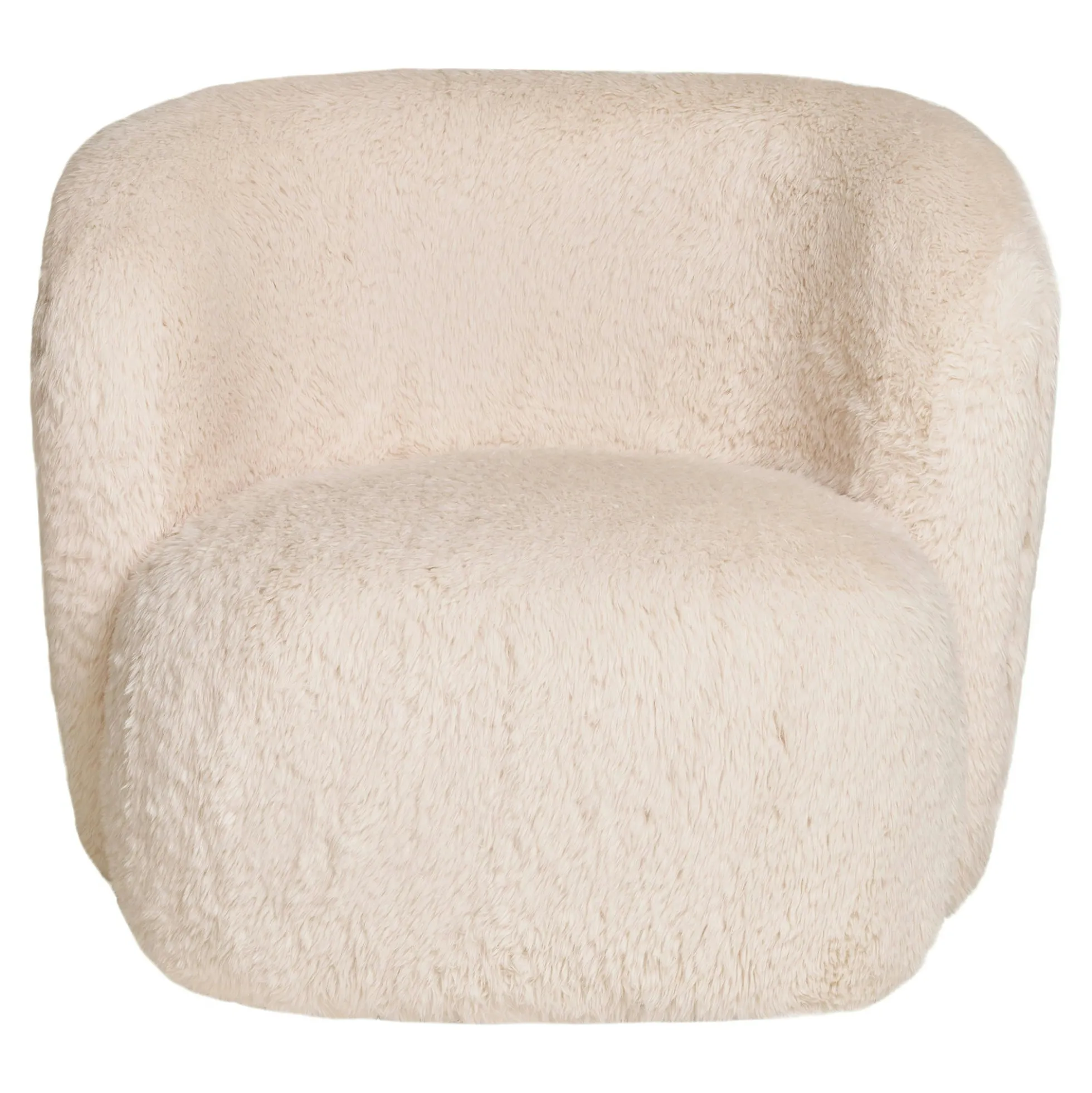 Gros fauteuil en fausse fourrure, couleur blanc cassé BERLIN