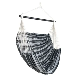 Hamac chaise suspendue en tissu gris, noir et blanc MENDOZA