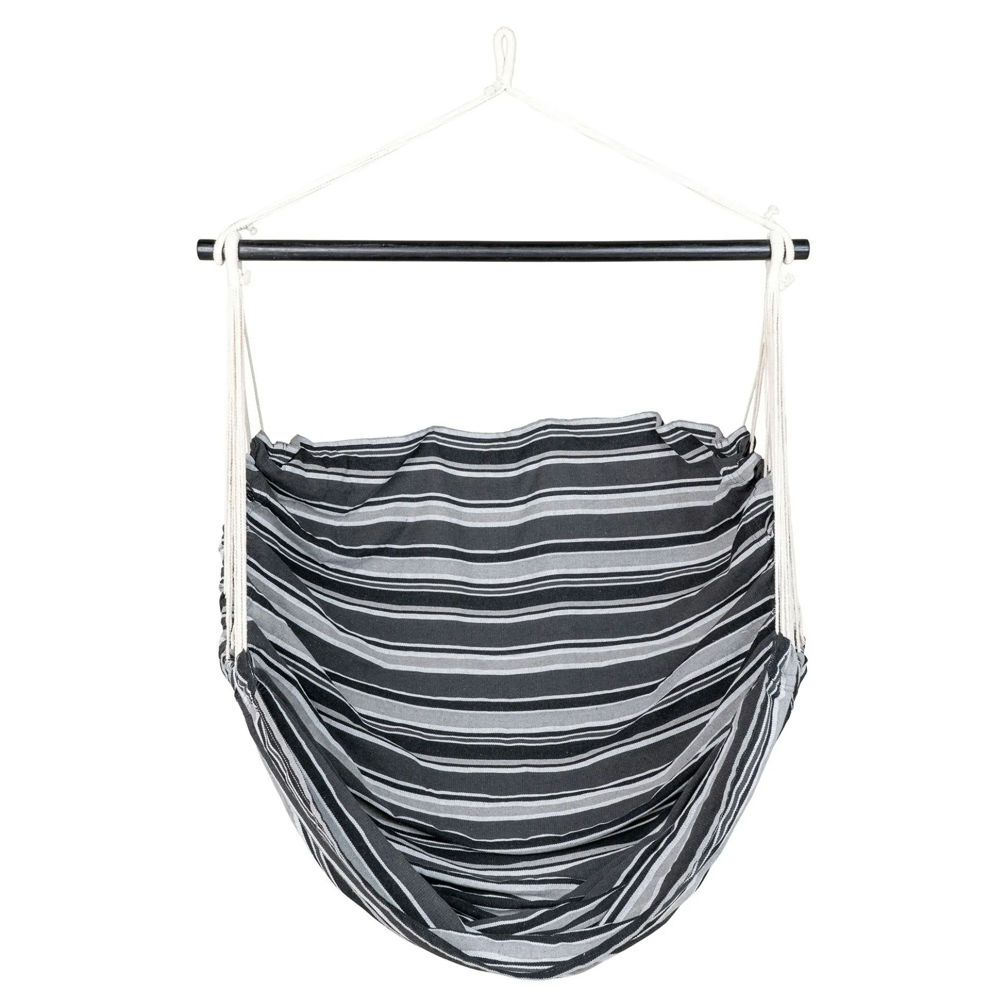 Hamac chaise suspendue en tissu gris, noir et blanc MENDOZA