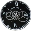 Horloge engrenages argent fond noir Boston