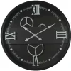 Horloge murale noire et argent avec chiffres romains