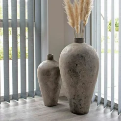 Jarre décorative en terre cuite marron effet vieilli H 60 cm
