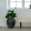 Jarre décorative en terre cuite grise effet vieilli H 49 cm