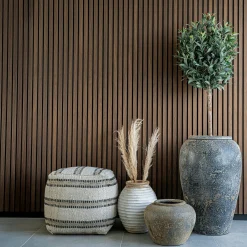 Jarre décorative en terre cuite grise effet vieilli H 69 cm