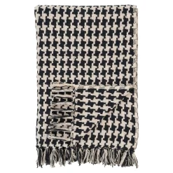 Jeté de canapé noir & blanc – motif pied-de-poule FALLON