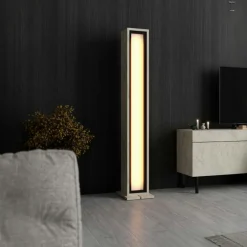 Lampadaire colonne LED décor travertin à télécommande AURA