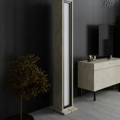 Lampadaire colonne LED décor travertin à télécommande AURA