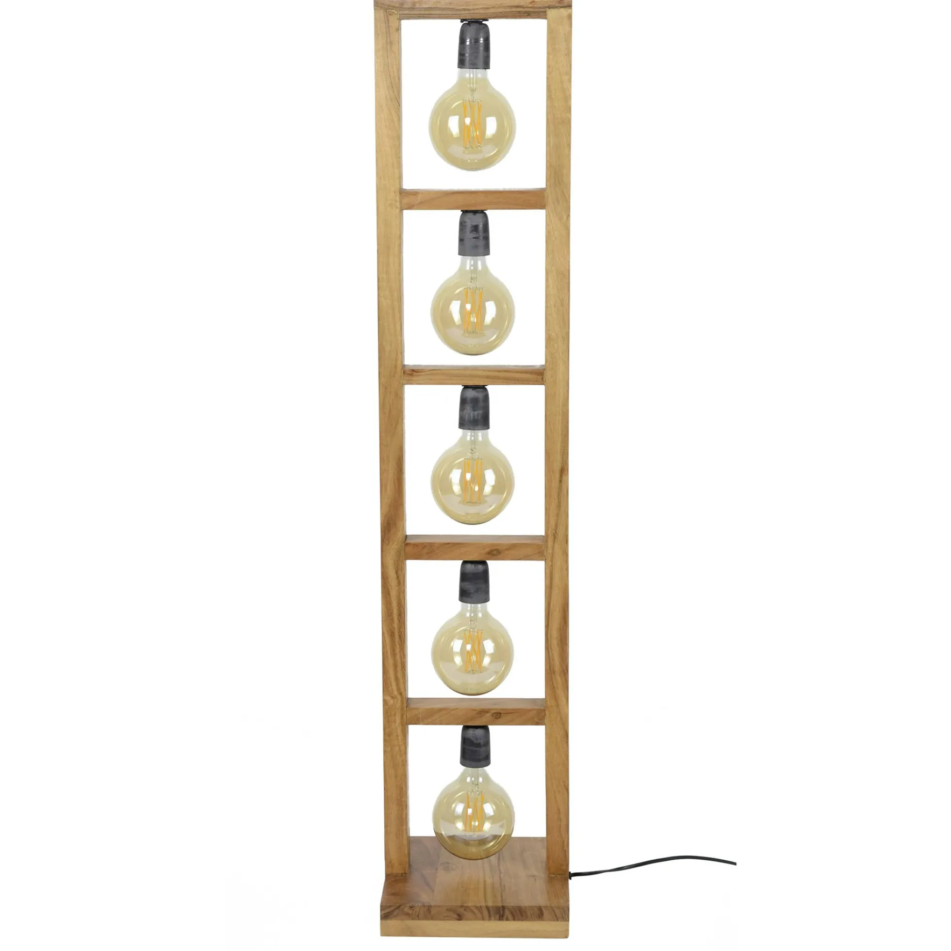 Lampadaire contemporain échelle bois 5 lampes LUCKNOW