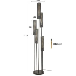 Lampadaire contemporain grillagé 5 abat-jour RALF