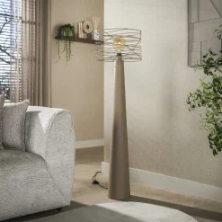 Lampadaire de salon métal beige pied conique RALF