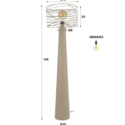 Lampadaire de salon métal beige pied conique RALF