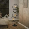 Lampadaire de salon noir – 5 anneaux design TRIBECA