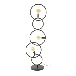 Lampadaire de salon noir – 5 anneaux design TRIBECA