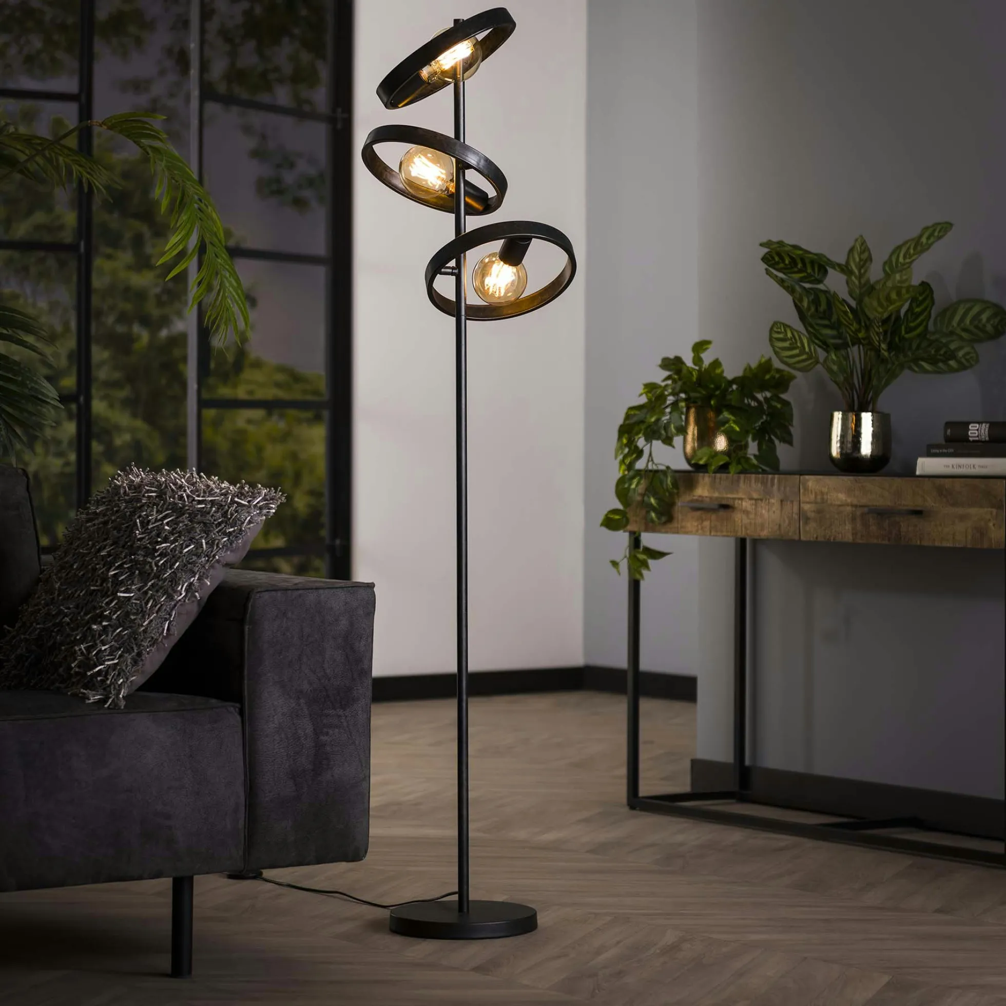 Lampadaire design 3 anneaux RALF
