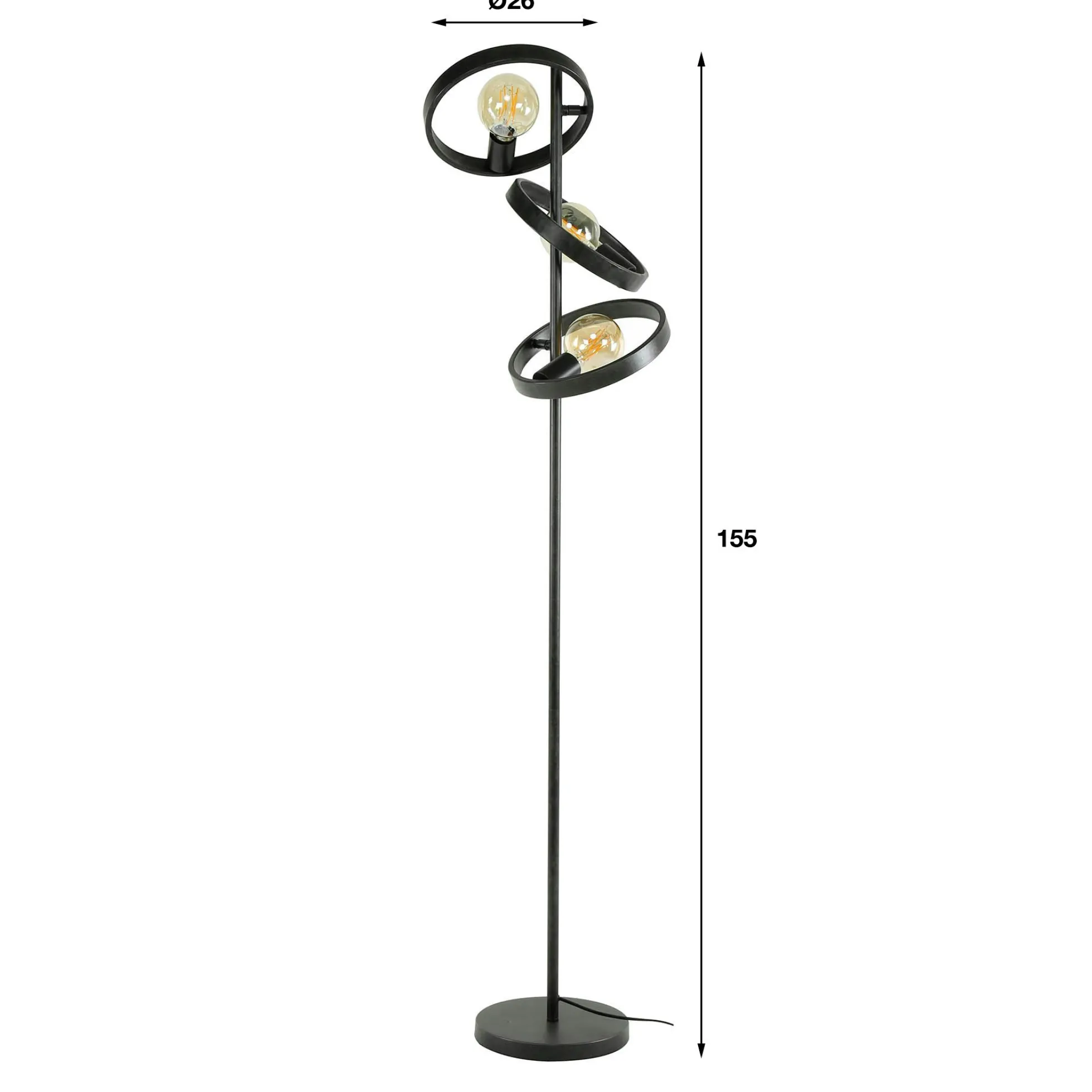 Lampadaire design 3 anneaux RALF