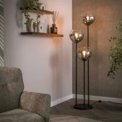 Lampadaire design en verre fumé 3 tiges RALF