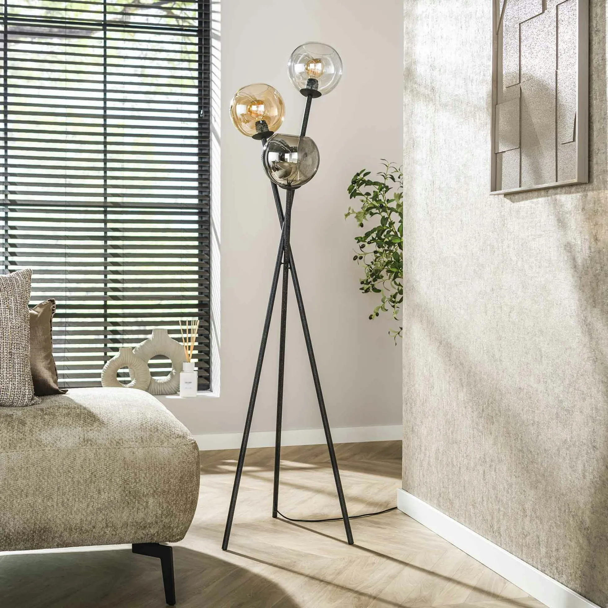 Lampadaire design en verre – torche 3 couleurs NIAGARA