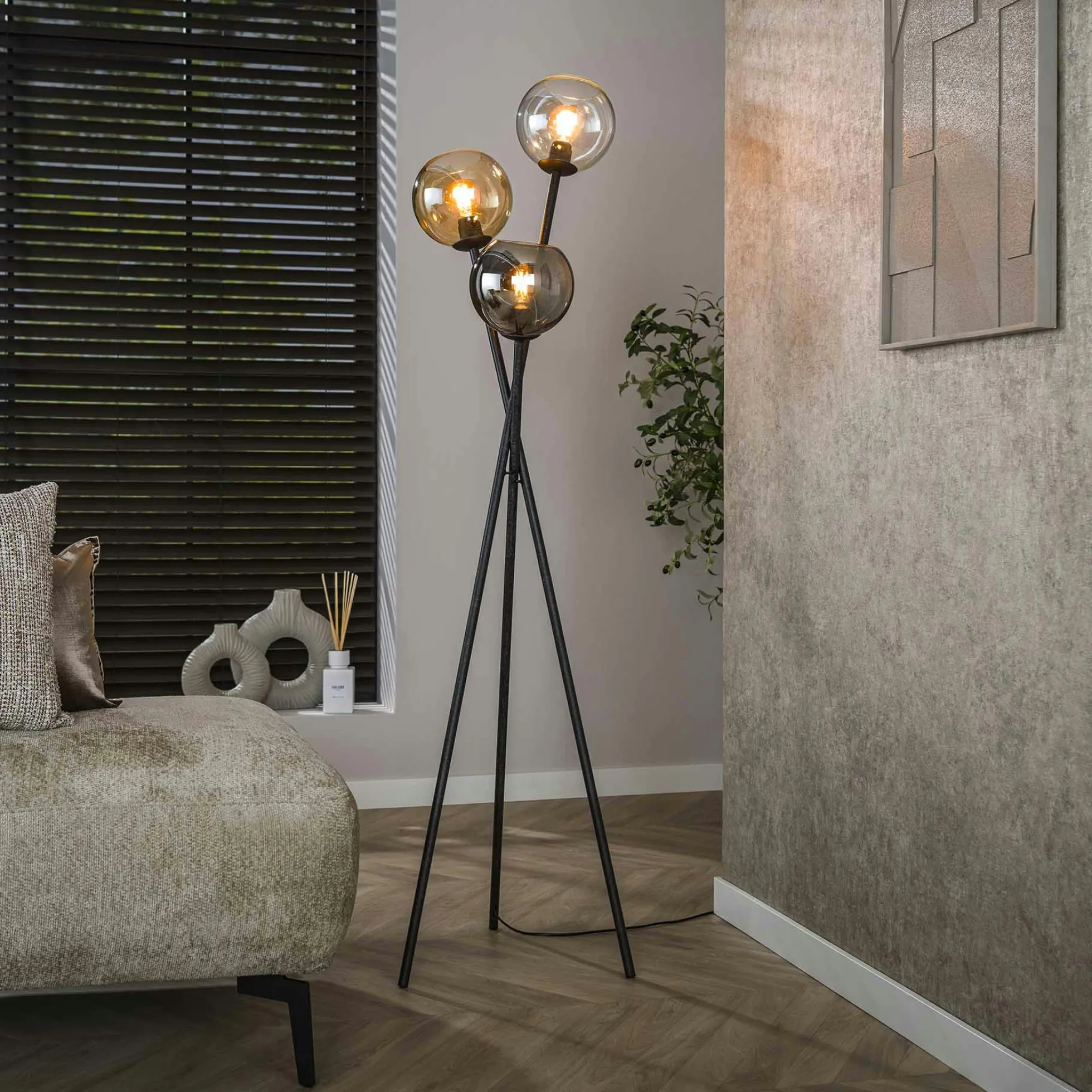 Lampadaire design en verre – torche 3 couleurs NIAGARA