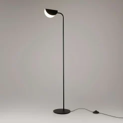 Lampadaire design noir - abat jour plié, interrupteur LENORE