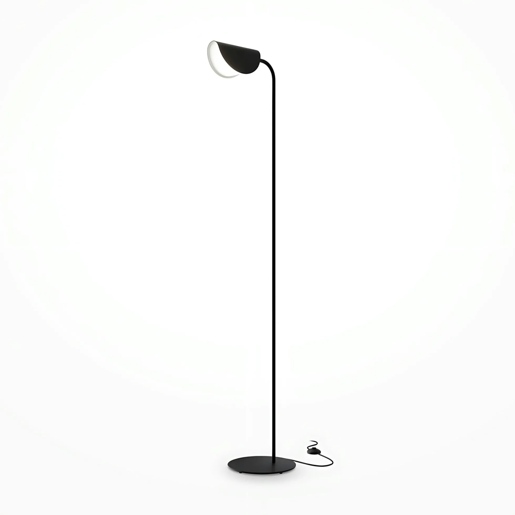 Lampadaire design noir - abat jour plié, interrupteur LENORE