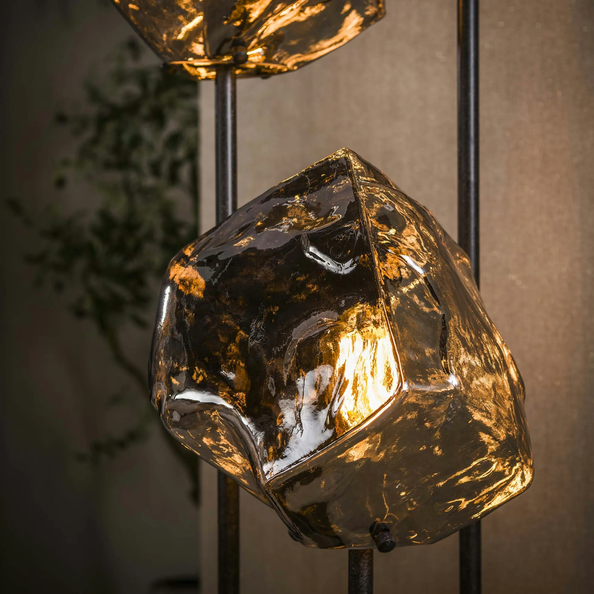 Lampadaire design verre chromé 3 blocs NIAGARA
