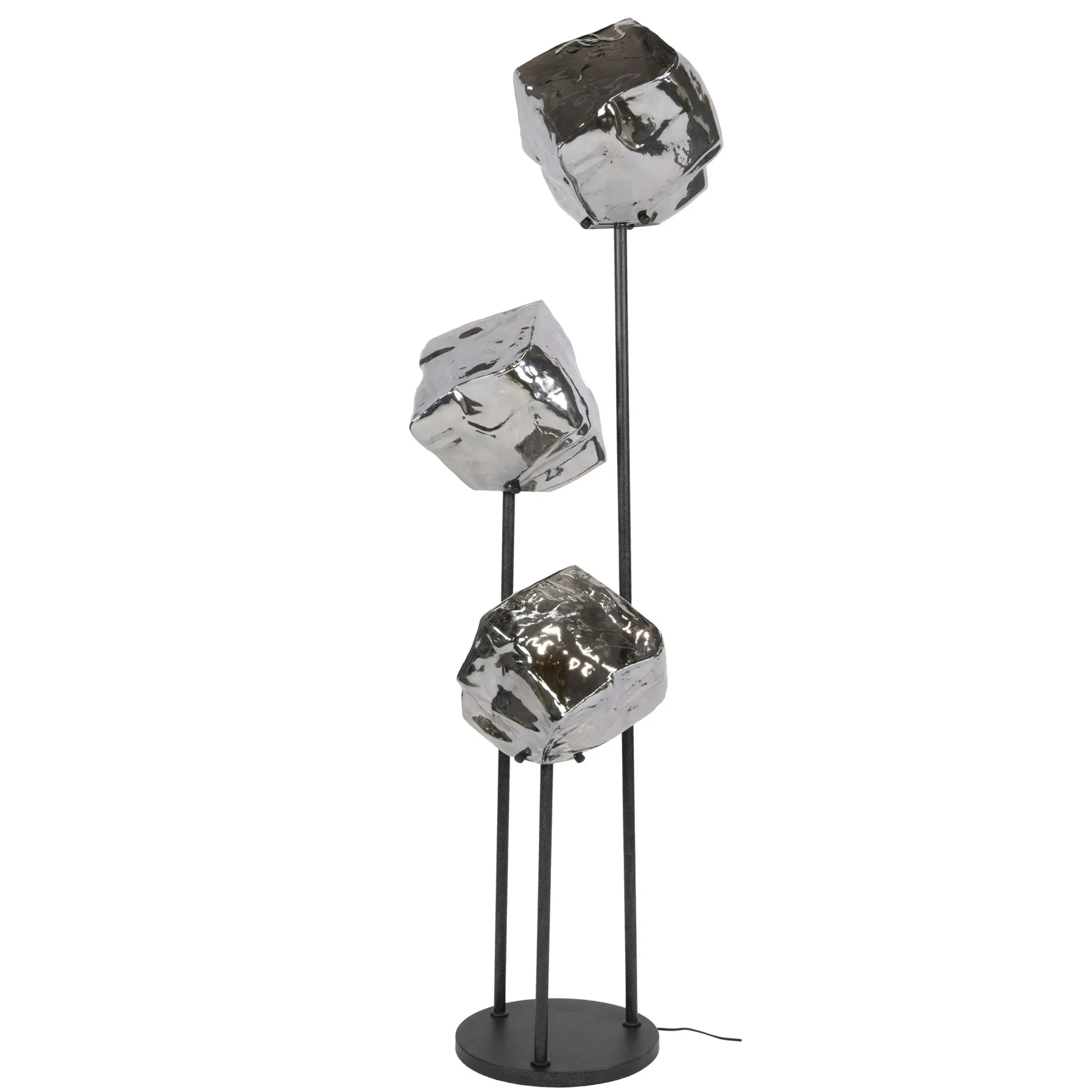 Lampadaire design verre chromé 3 blocs NIAGARA