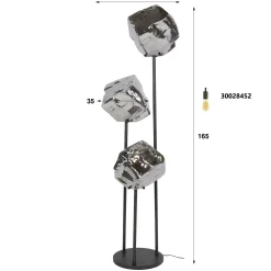 Lampadaire design verre chromé 3 blocs NIAGARA