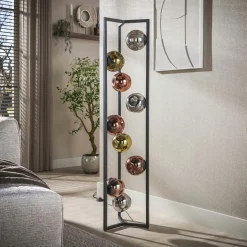 Lampadaire design verre métal 9 globes tricolores NIAGARA