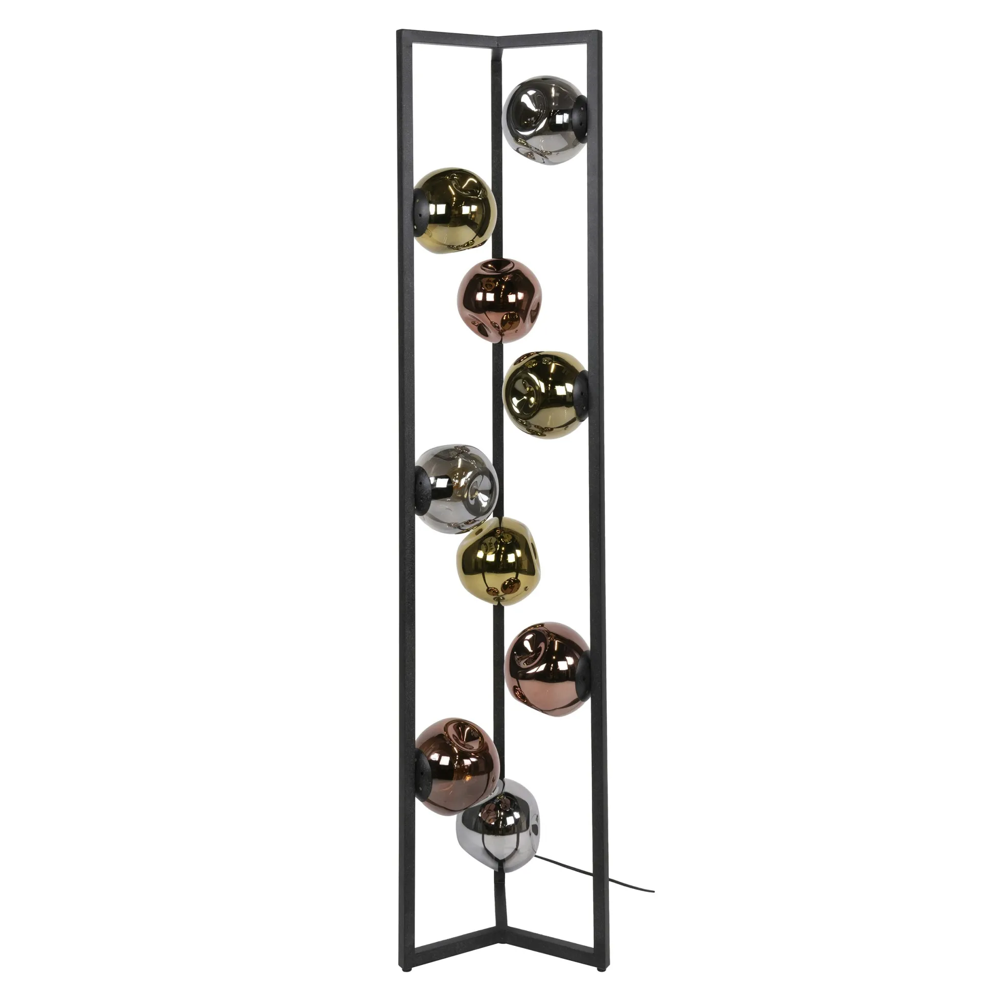 Lampadaire design verre métal 9 globes tricolores NIAGARA