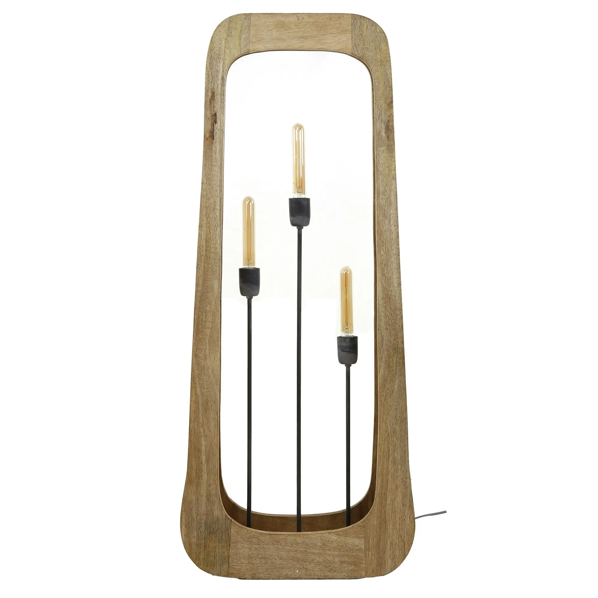 Lampadaire en bois de manguier forme organique 3 lampes LUCKNOW