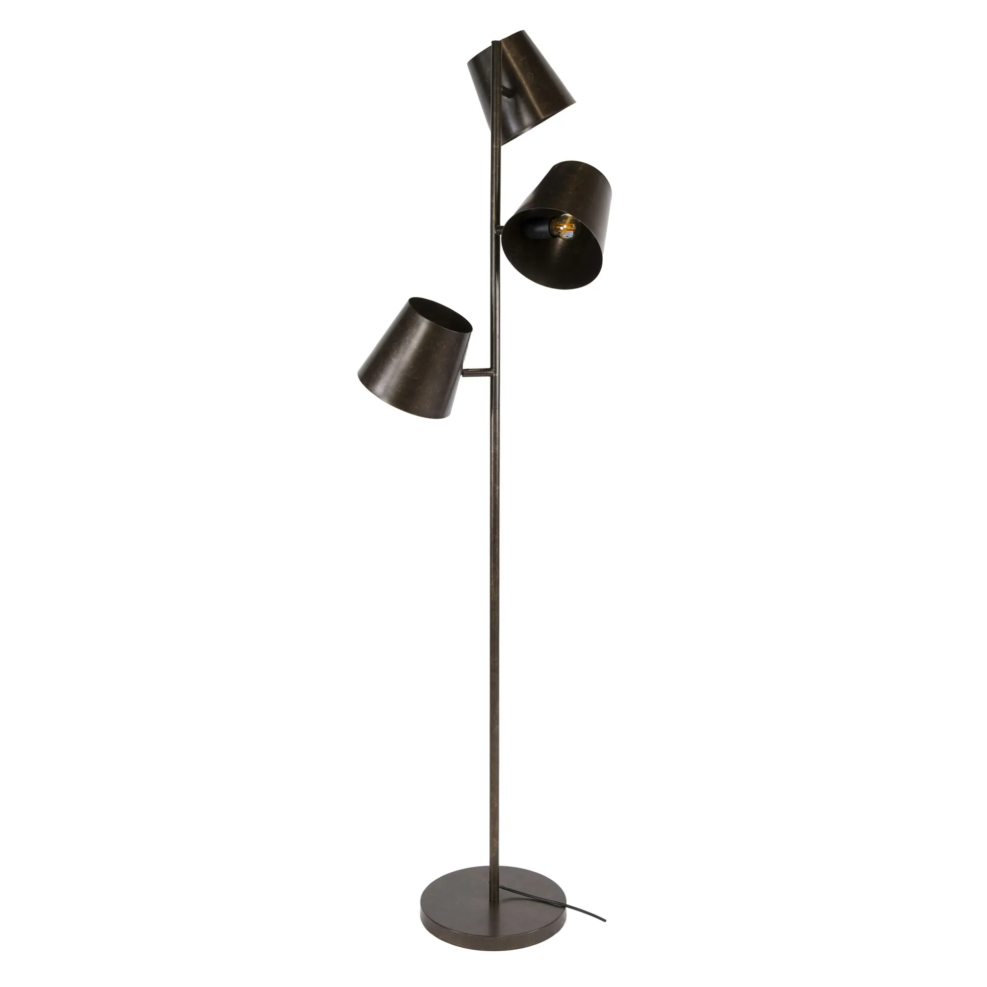 Lampadaire industriel 3 abat-jour métal brun NIAGARA