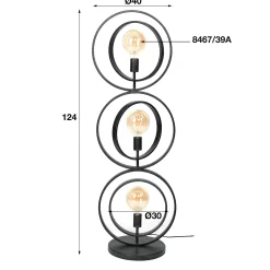 Lampadaire industriel anneaux doubles 3 lampes TRIBECA