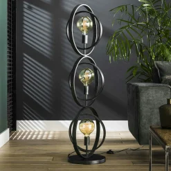 Lampadaire industriel anneaux doubles 3 lampes TRIBECA