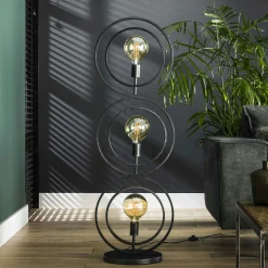 Lampadaire industriel anneaux doubles 3 lampes TRIBECA