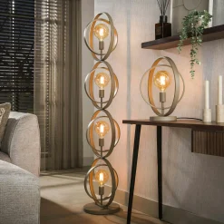 Lampadaire moderne beige 4 anneaux pivotants TRIBECA