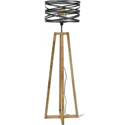 Lampadaire moderne effet ruban pieds bois naturel RALF