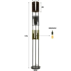 Lampadaire moderne tricolore, 3 abat-jour en verre NIAGARA