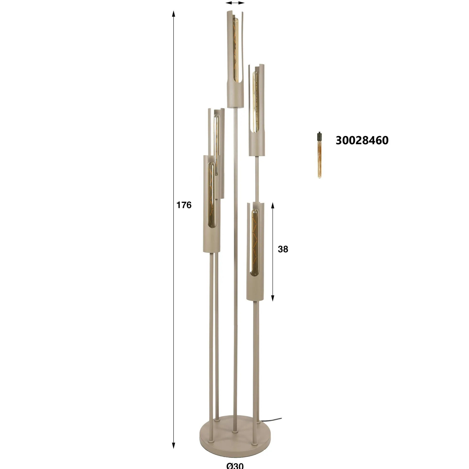 Lampadaire métal beige 5 tubes RALF