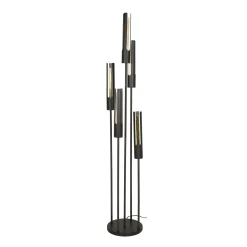 Lampadaire noir avec 5 abat-jour forme tube RALF