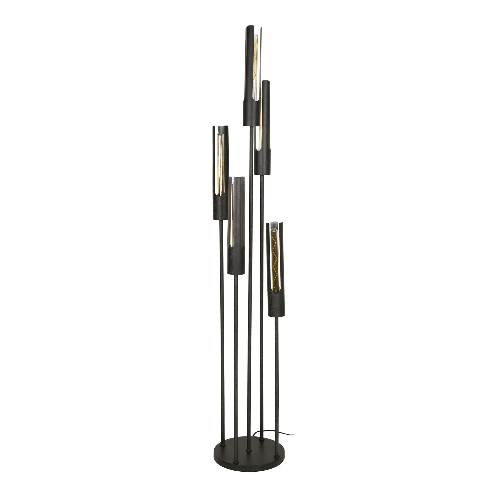 Lampadaire noir avec 5 abat-jour forme tube RALF