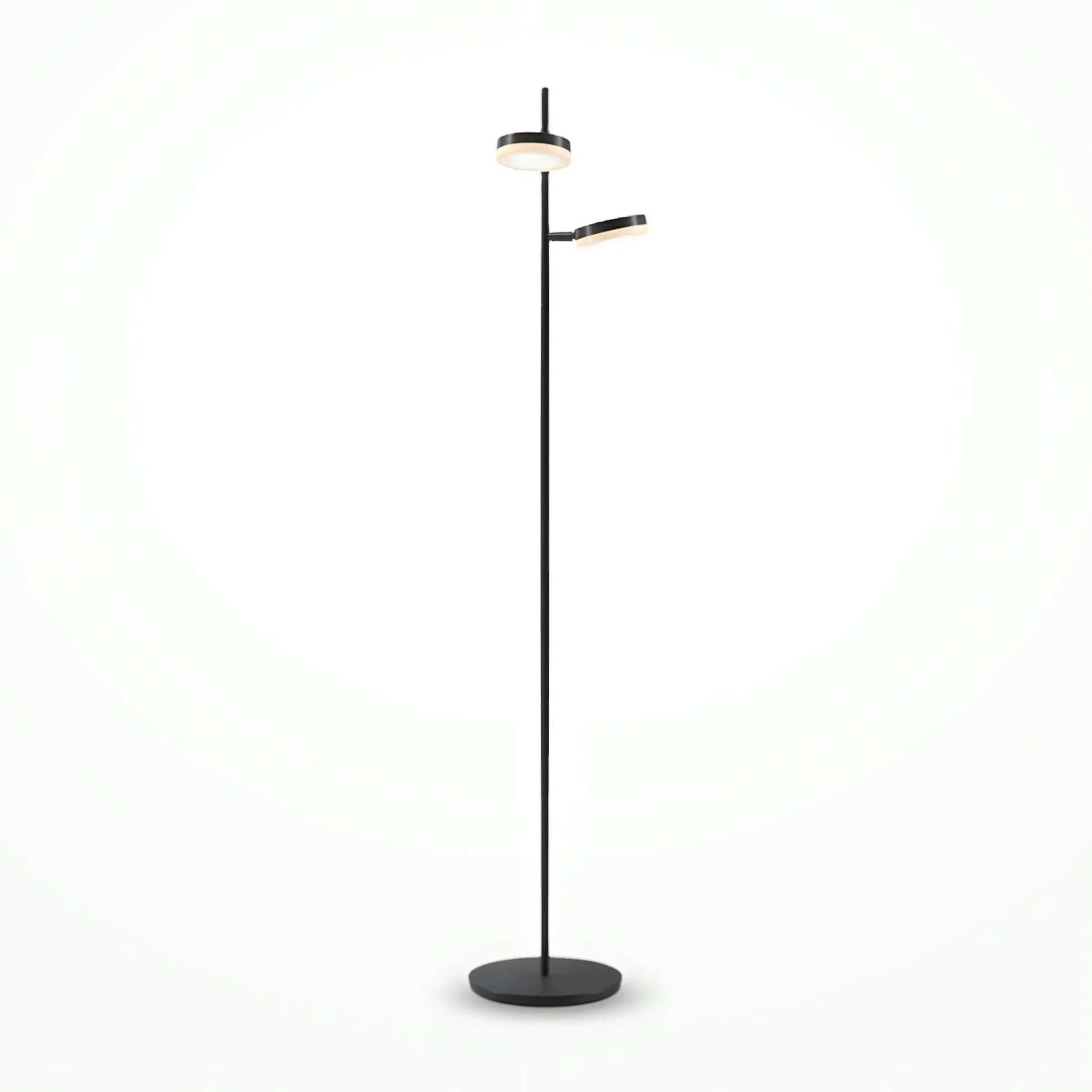 Lampadaire noir LED – 2 lampes disques articulées OCALA