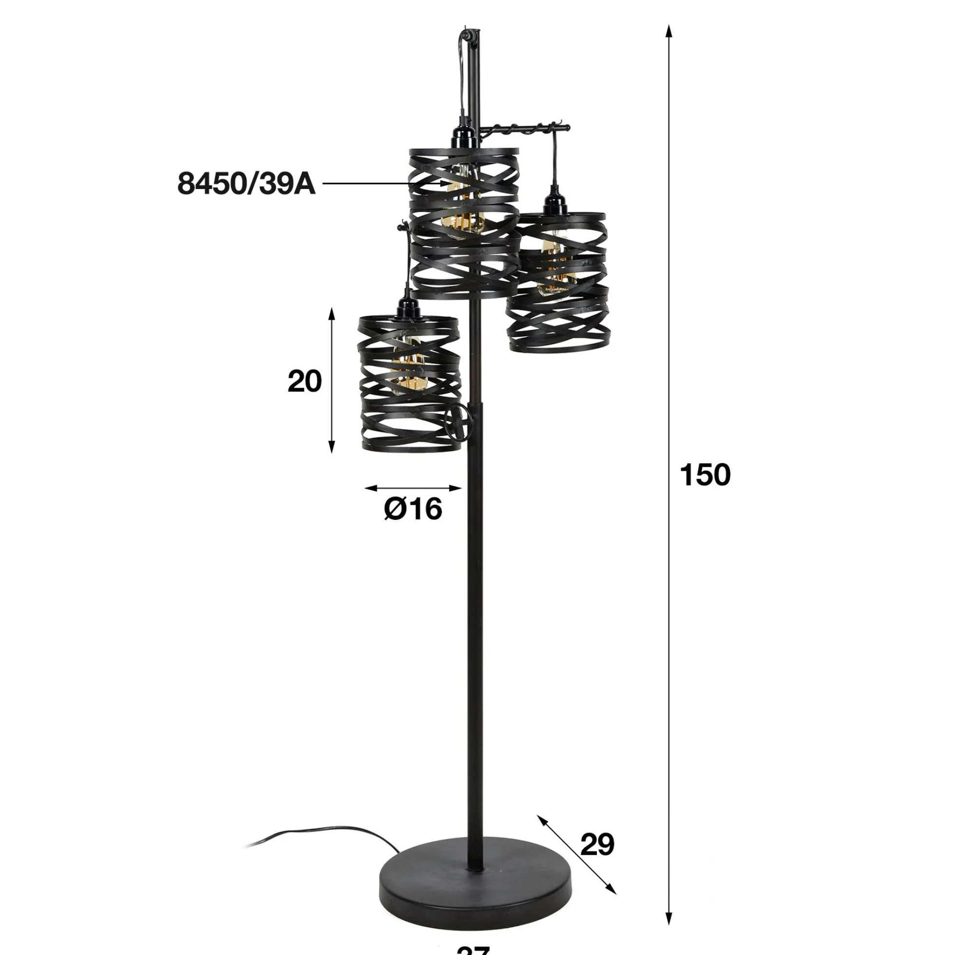 Lampadaire ruban 3 abat-jours RALF