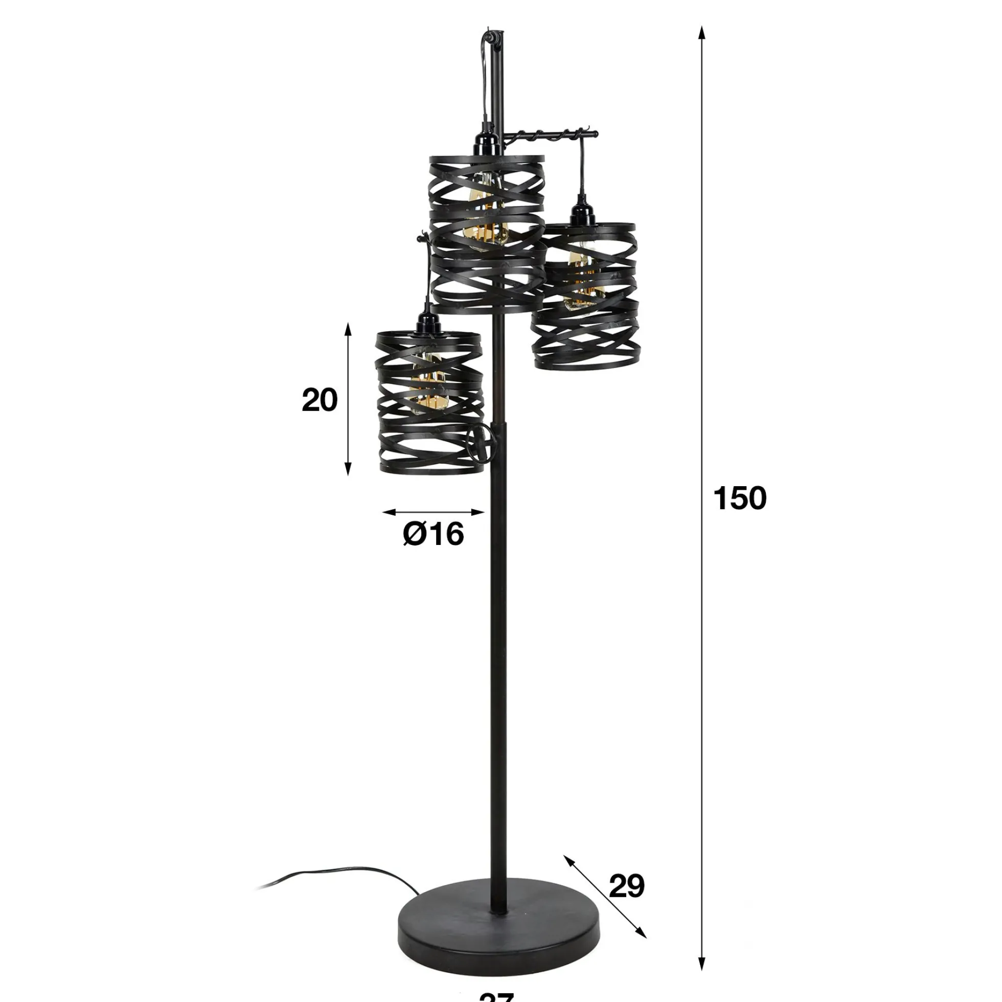 Lampadaire ruban 3 abat-jours RALF
